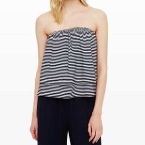NWT Club Monaco Tevin Strapless Top Navy Stripe